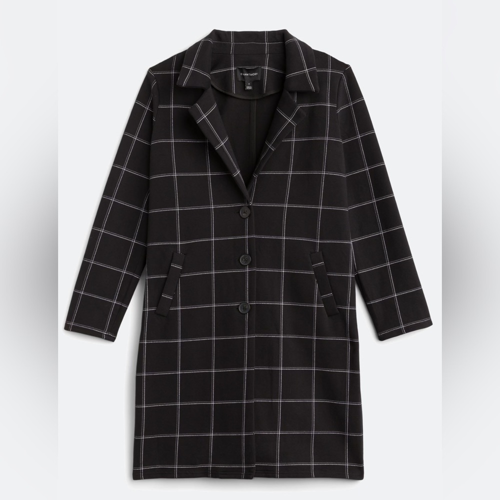 Soft, black plaid, long jacket. New w/tags